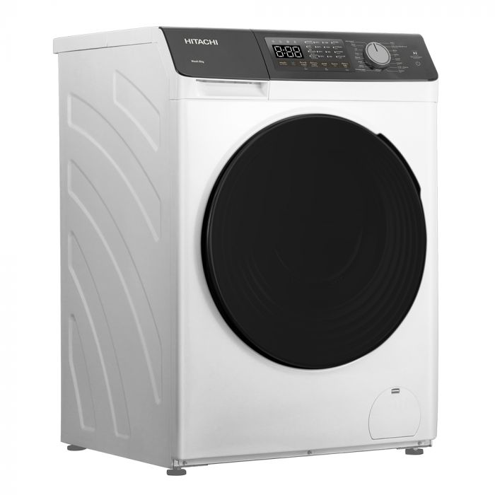 Пральна машина Hitachi фронтальна, 8кг, 1400, B, 60см, дисплей, пара, інвертор, люк чорний, білий