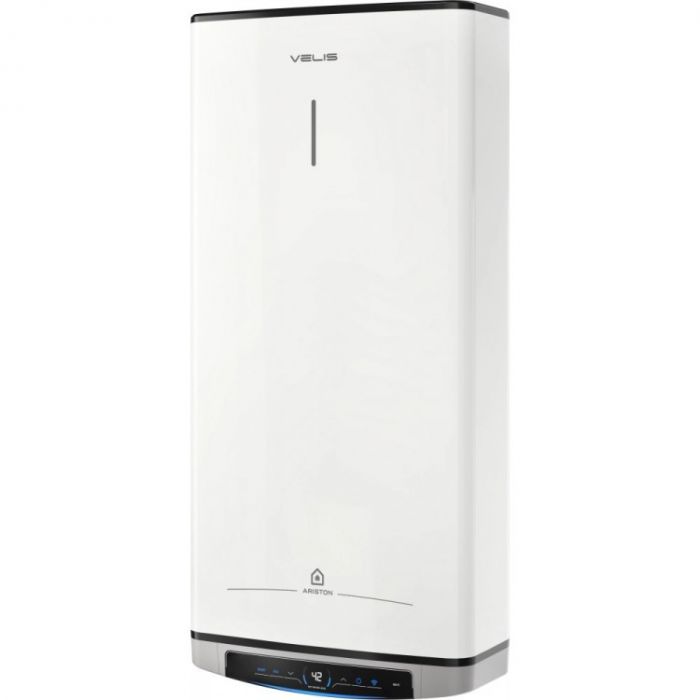 Водонагрівач електричний Ariston VELIS DUNE WIFI 80 EU плаский, слім, 80л, 2*1,5 кВт, емал. нагр. ел, ун. монтаж, ел. кер-ня, B, Італія, білий