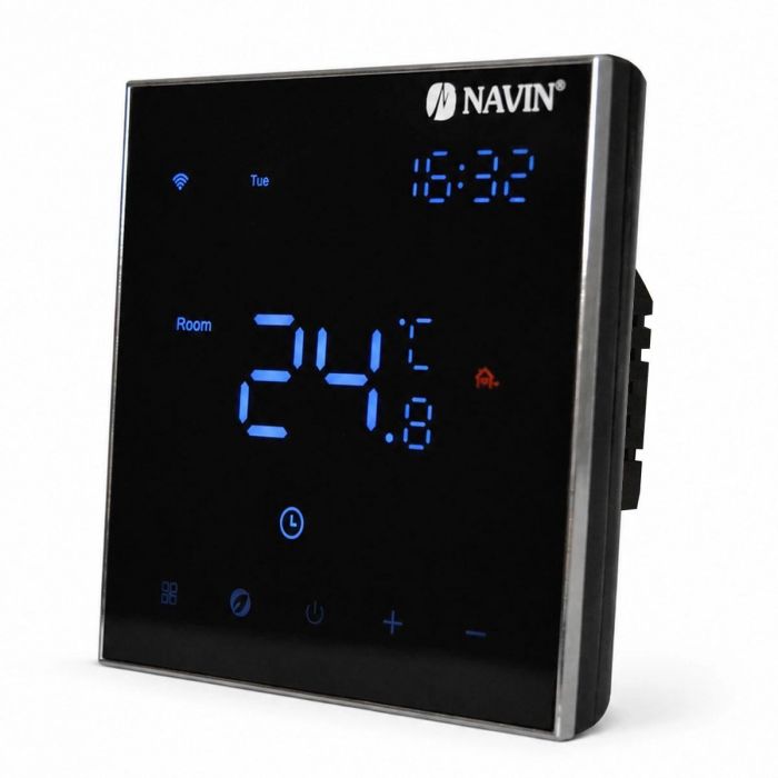 Терморегулятор Navin EH602 B-16A 5...45 °C для теплої підлоги електронний Wi-Fi Tuya Smart Life вбудований дротовий датчик 16A 230В чорний