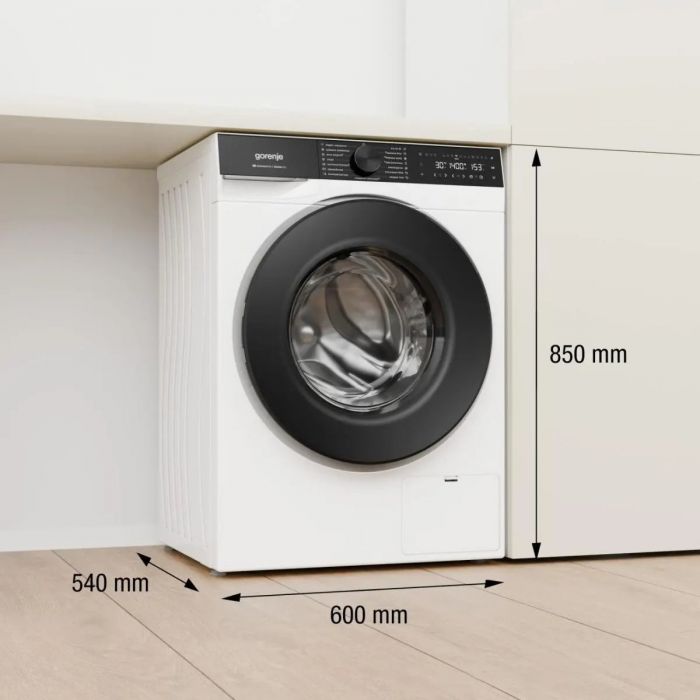 Пральна машина Gorenje фронтальна, 9кг, 1400, A+++, 54см, дисплей, інвертор, пара, Wi-Fi, білий