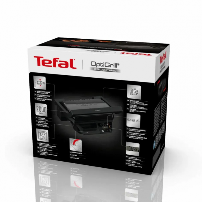 Гриль Tefal прижимний Optigrill , 2000Вт, з`ємні пластини, метал, чорний