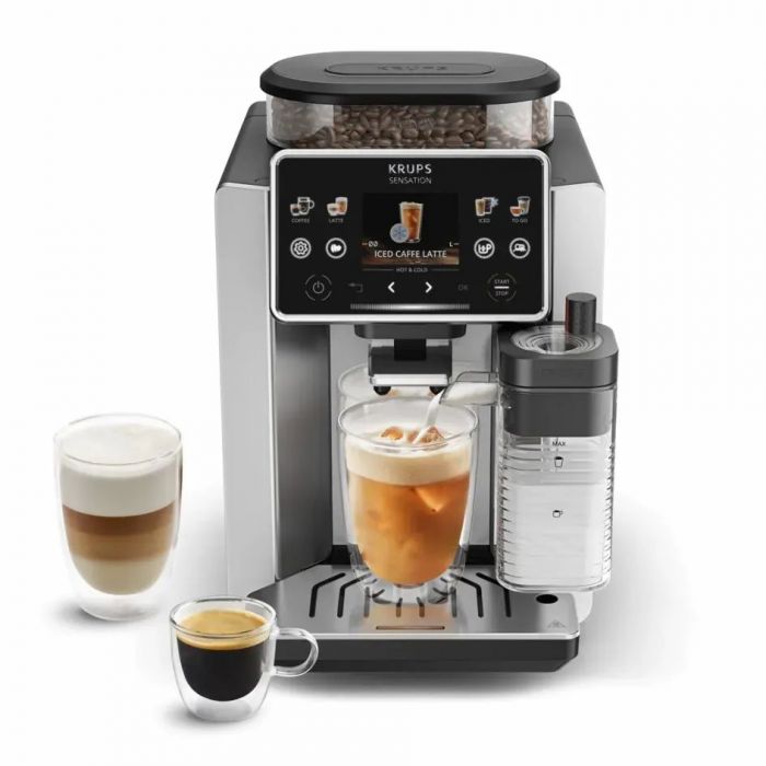 Кавомашина Krups Sensation Elite Hot & Cold 1.7л, зерно, автомат.капучинатор, авторецептів - 30, сірий