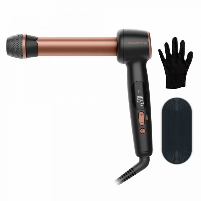 Стайлер Rowenta Twist Curl, автоматичний, темп.режимів-4, 150C–210С, кераміка, рукавича та термопідкладка, чорно-золотий
