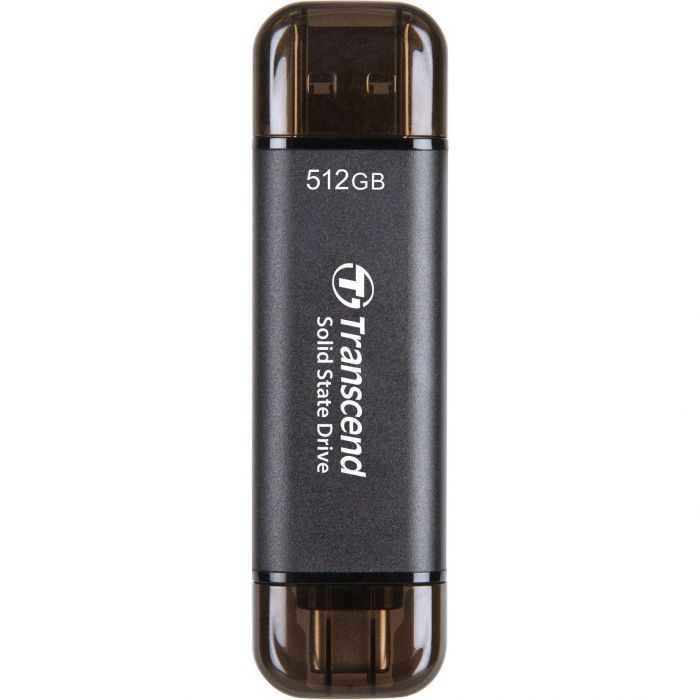 Портативний SSD Transcend  512GB USB 3.1 Gen 2 Type-A + Type-C ESD310 Чорний