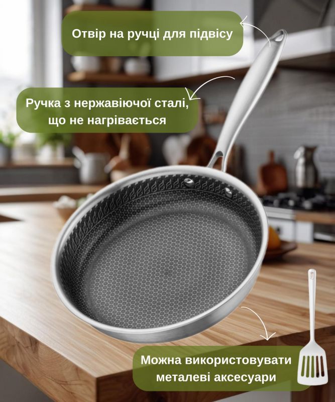 Сковорода ARDESTO Black Mars Avior, 28см, нержавіюча сталь Triply