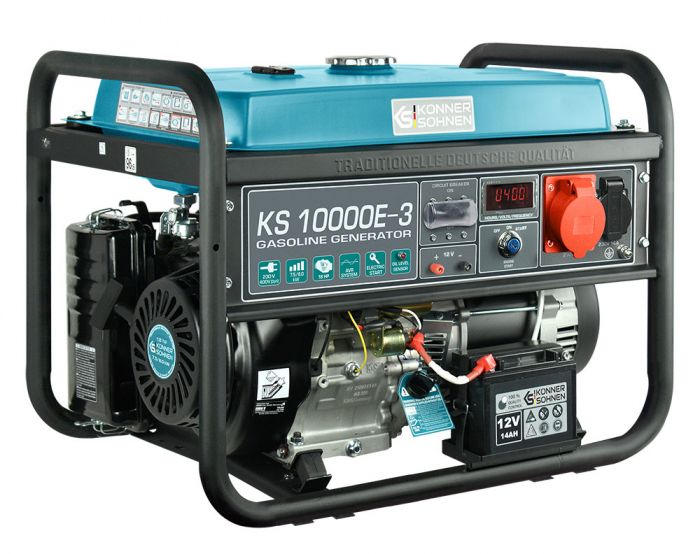 Генератор бензиновий Konner&Sohnen KS 10000E-3, 400В, 7.5кВт, 3 фази, електростартер, 88кг