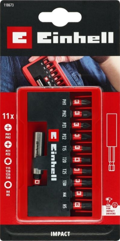 Набір ударних біт Einhell 25мм кейс 11шт 0.12кг