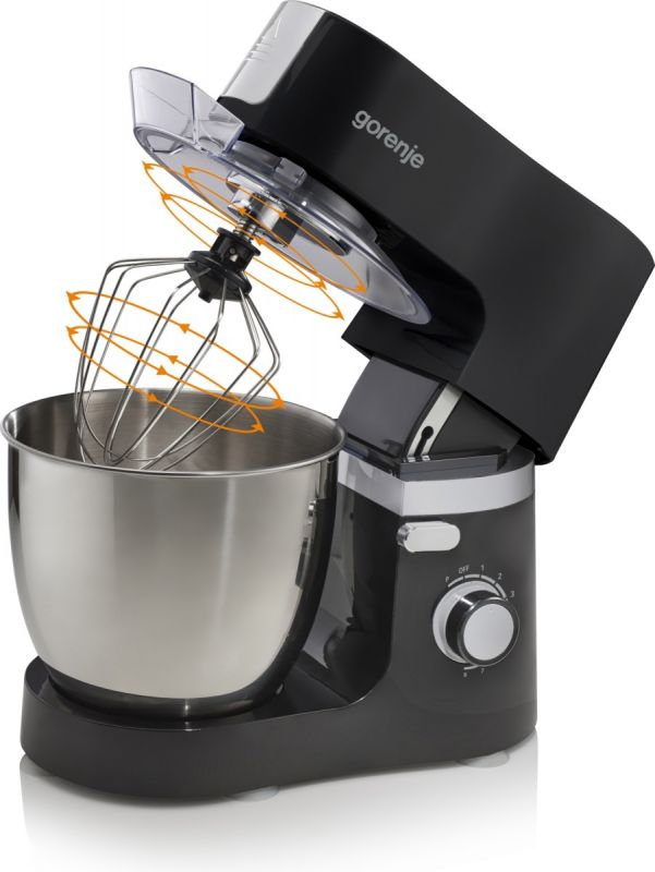 Кухонна машина Gorenje 1500Вт, чаша-метал, корпус-пластік-7л, насадок-3, чорний