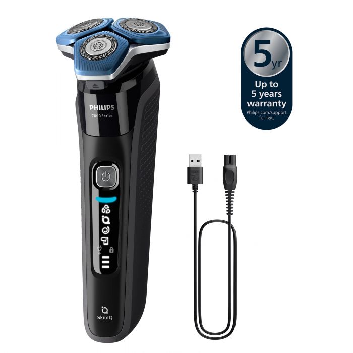 Бритва електр. Philips роторна Series 7000 SkinIQ,  бритв.головок-4, Li-Ion, сух.+волог., індикатор заряду, тример, чохол, чорний