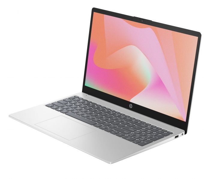 Ноутбук HP 15-fd0112ua 15.6" FHD IPS AG, Intel N100, 8GB, F256GB, UMA, DOS, сріблястий