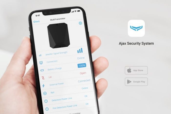 Модуль для інтеграції сторонніх провідних пристроїв Ajax MultiTransmitter, Jeweller, бездротовий, чорний