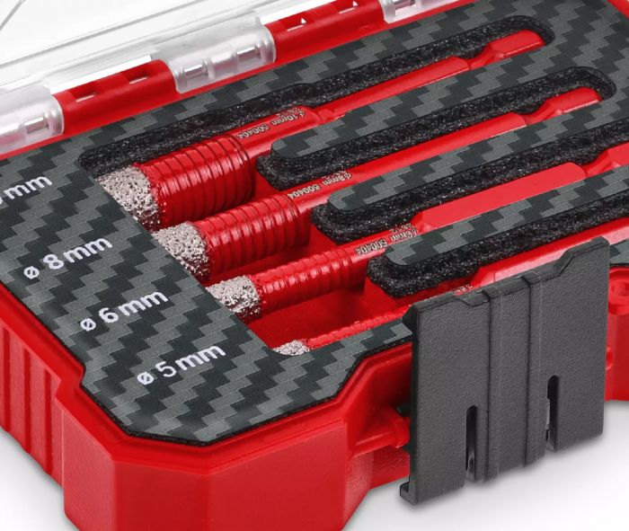 Свердло по кахелю та склу трубчате Einhell 5/6/8/10мм XS-Case набір 4шт 0.12кг