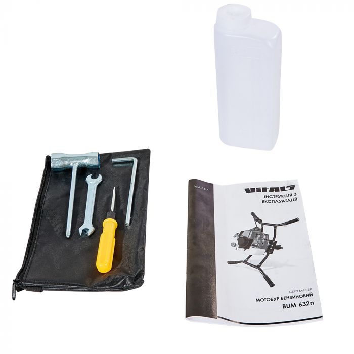 Мотобур бензиновий Vitals Master BUM 632n 2.2кВт/3.0к.с. 63см3 3Нм 1000об/хв 1.2л 40см 9.5 кг