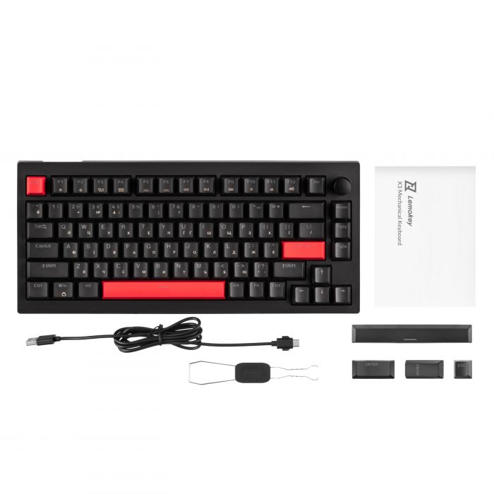 Клавіатура механічна Lemokey  X4 84Key, Keychron Brown, USB-A, QMK/VIA, EN/UKR, Red led, чорний