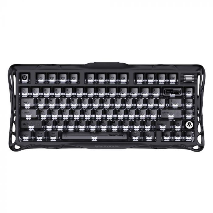 Клавіатура механічна GravaStar Mercury K1 80keys, GravaStar x Kailh Cheery Pink, EN, BT/WL/USB, Stealth Black