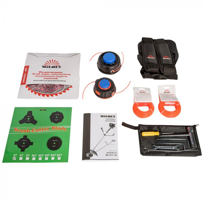 Тример садовий бензиновий Vitals Master BK 3111-4n 0.7кВт/1.0к.с. 31см3 25.5см ніж/ліска 43см 9.6кг