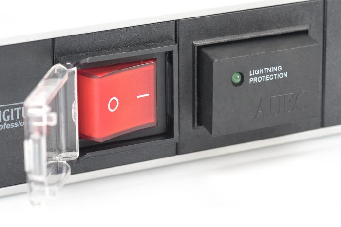 Пристрій розподілу електроживлення DIGITUS 1U, 7xSchuko, 16A, 250V, выключатель, SPD, вилка Schuko