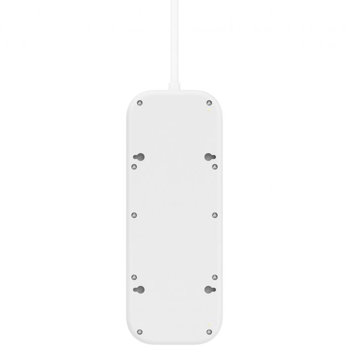 Подовжувач мережевий Belkin 2м, 6хТипF, 16А, USB-A/USB-C 18Вт, фільтр, білий