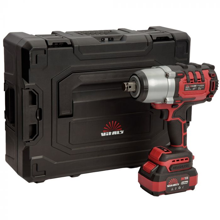 Гайковерт ударний акумуляторний Vitals Master AT 18100c BL Kit 18В 2х4А·год до 2500об/хв 3500уд/хв 1000Нм квадрат 3/4" ЗП та кейс 4.6кг