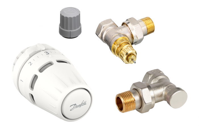 Комплект термостатичний Danfoss Regus RA + RA-FN + RLV-S бокове підкл, 1/2" кутовий