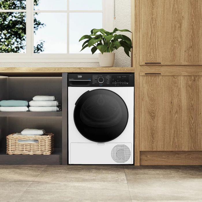 Сушильна машина Beko тепловий насос, 8кг, A++, 60см, дисплей, підсвітка барабану, пар, білий