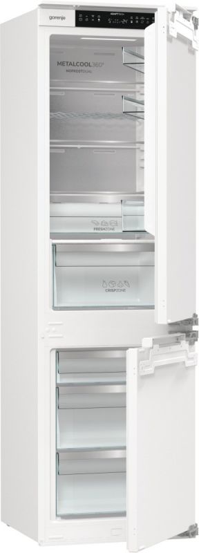 Холодильник Gorenje вбудований з нижн. мороз., 177x69x55см, 2 двері,244(68)л, А+, NF+, Зона св-ті, Диспл, Wi-Fi, Біли