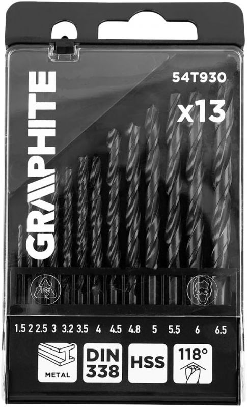 Набір свердел по металу GRAPHITE HSS зі швидкорізальної сталі HSS 1.5-6.5мм кейс 13шт