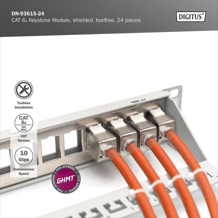 Модуль DIGITUS Keystone САТ 6А RJ45, STP, compact, 24 шт.