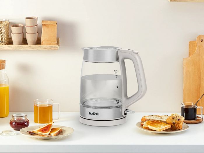 Електрочайник Tefal Glass Kettle 1.7л, скло, з підсвіткою, біло-срібний