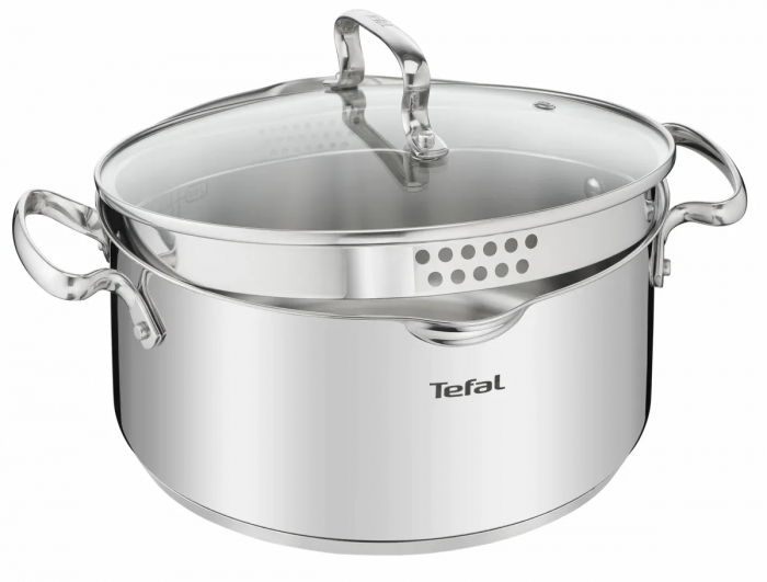Каструля Tefal DUETTO+, 2.9л, з кришкою, нержавіюча сталь, скло