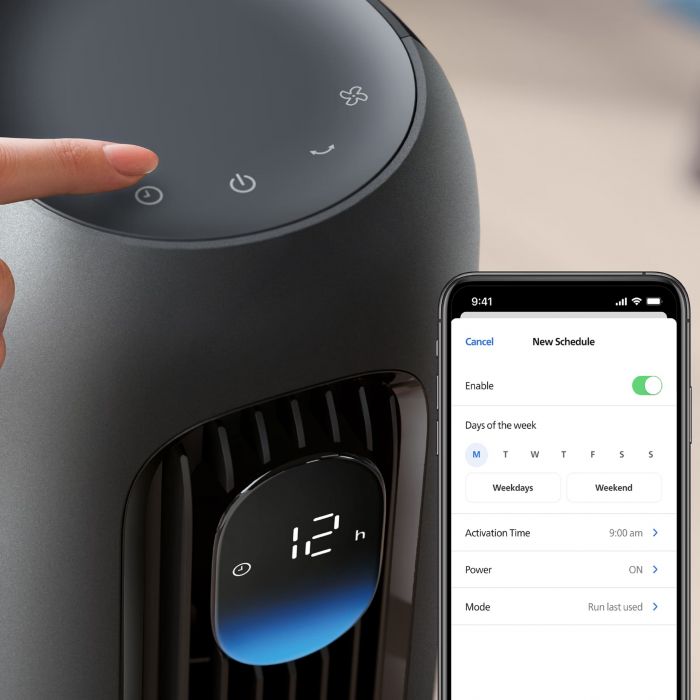 Вентилятор Philips колонний Series 7000, 30Вт, пульп ДУ, режим " Бриз", сенсорний дисплей, таймер, темно-сірий