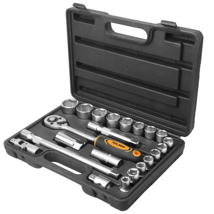 Набір інструментів Tolsen, набір торцевих головок 1/2", 22шт, CrV