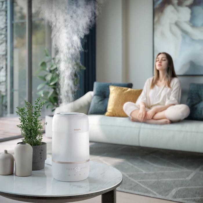 Зволожувач повітря Philips традиційне зволоження Series 1001, 41м2, 3л, 275мл/г, електр. кер-ння, режим сну, нічник, білий