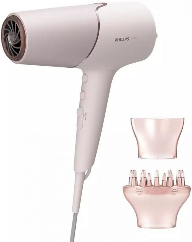Фен Philips 5000 Series, 2300Вт, 3 режими, дифузор, іоніз-я, хол. обдув, біло-рожевий