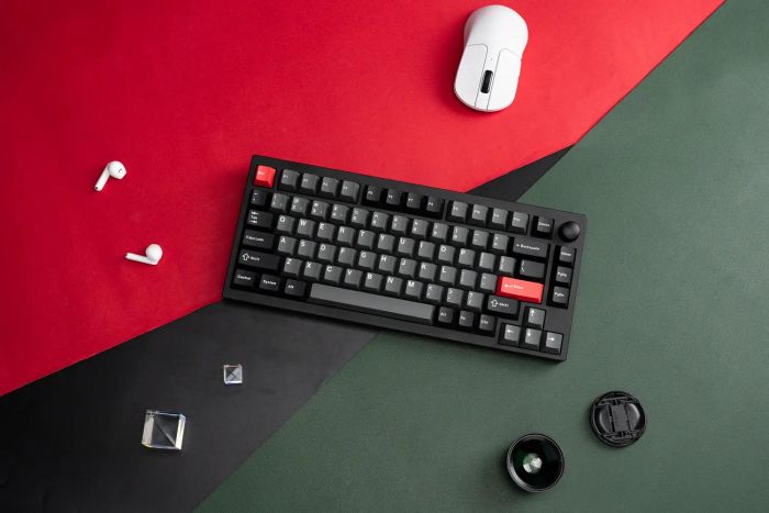 Клавіатура механічна Lemokey  P1 Pro 84Key, Keychron Super Red, WL/BT/USB-A, QMK/VIA, Hot-Swap, EN/UKR, RGB,  Knob, Carbon Black