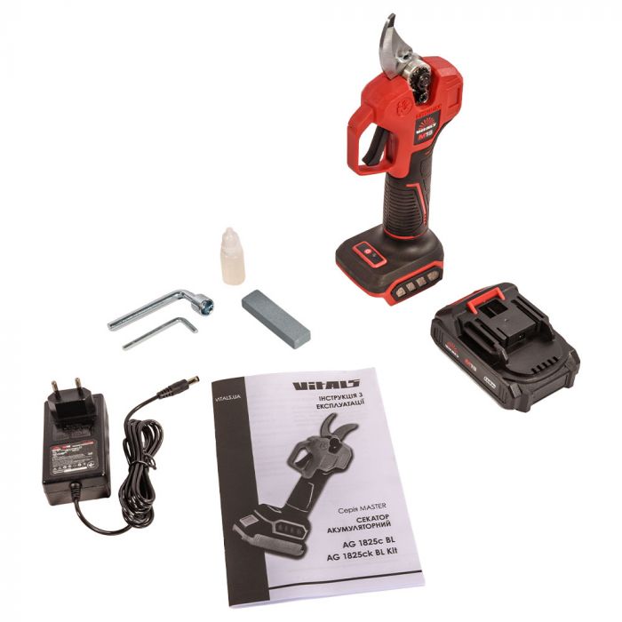 Секатор акумуляторний  Vitals Master AG 1825ck BL Kit 18В акб 2А·год d різа 25мм 1.4кг кейс