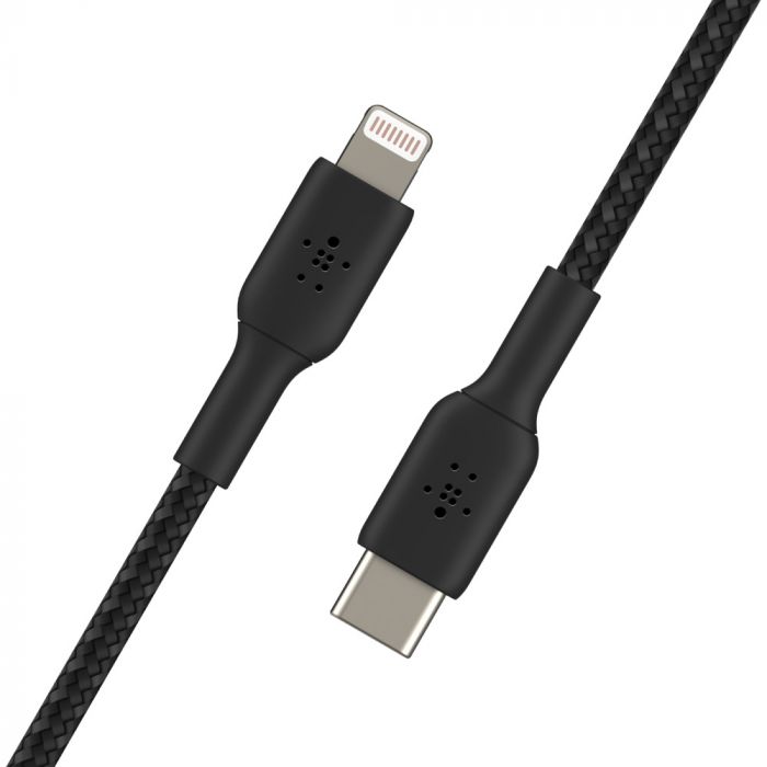 Кабель Belkin USB-C > Lightning заряджання/синхронізації 30Вт PD, 1м, плетений, чорний