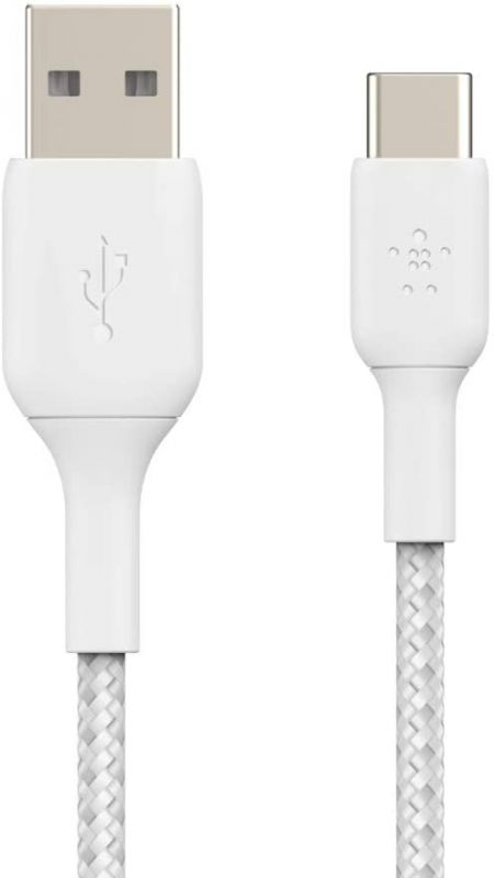 Кабель Belkin USB-A > USB-C заряджання/синхронізації 15Вт, 1м, плетений, білий