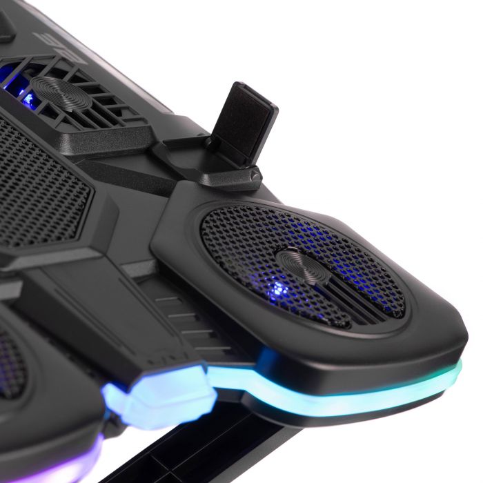 Підставка для ноутбука 2E GAMING CPG-011, до 17.3", 1xUSB-A, 1xUSB-C, LCD, RGB, чорний