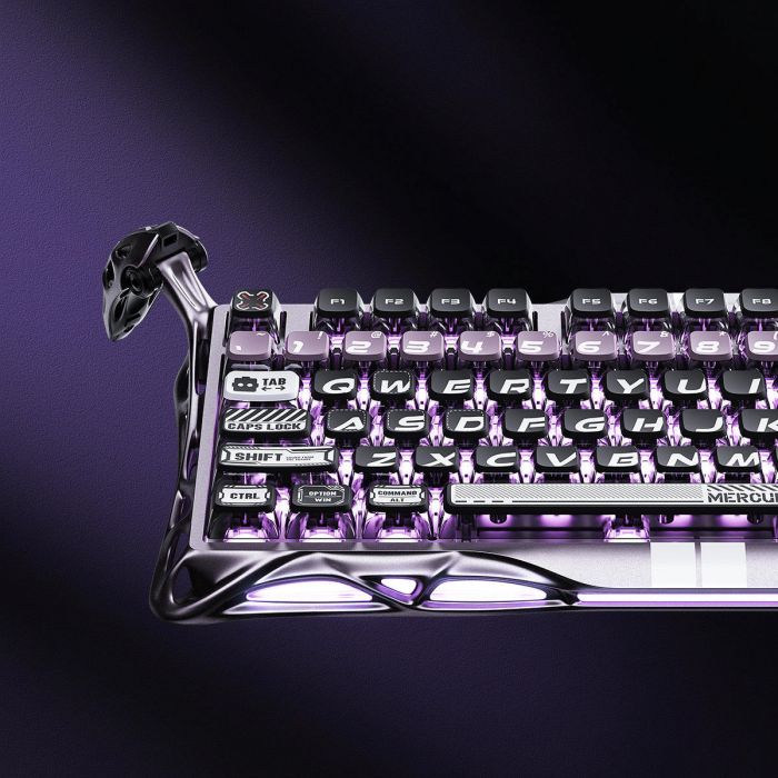 Клавіатура магнітна GravaStar Mercury V75 Pro 80keys, GravaStar x Gateron Jade Gaming, USB-A, 8k, RGB, Iron Purple