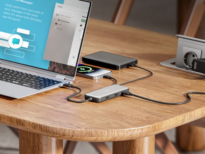 Док-станція DIGITUS USB-C > 2xHDMI/2xUSB-A/USB-C/SD/MicroSD/RJ54