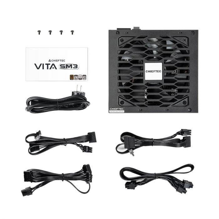Блок живлення CHIEFTEC Vita SM3  (750W), >85%, 80+ Bronze, 120мм, 1xMB 24pin(20+4), 2xCPU 8pin(4+4), 3xMolex, 6xSATA, 4xPCIe 8pin(6+2), 1xPCIe GEN5 16pin, Modular