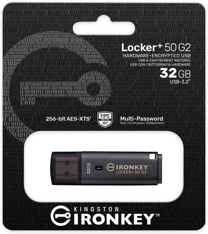Накопичувач Kingston   32GB USB 3.2 Type-A Gen1 IronKey Locker+ 50 G2