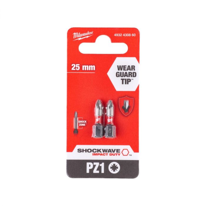 Біти Milwaukee Shockwave, набір 2шт, PZ1х25мм