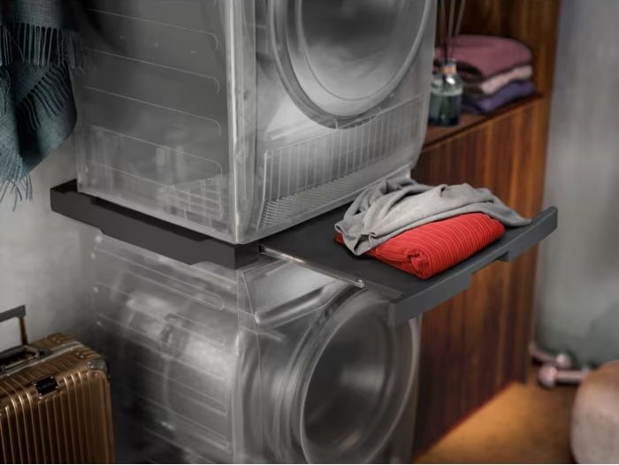 Комплект монтажний Electrolux для з'єднання пральної машини з сушильною машиною, висувна полиця, сріблястий темний