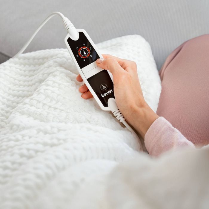 Електропростирадло  Beurer, 180х130см, 100Вт, 6 режими, Поліестеровий велюр, білий