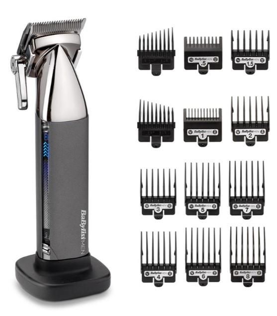 Машинка для стриження  Babyliss Super-X Metal Series, мережа+акум., вібраційний мотор, насадок-10, кейс, чохол, гребінець у компл., сталь, сірий