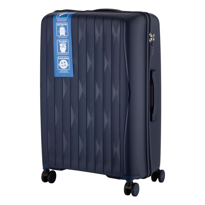 Набір валіз 2E, M7979, поліпропілен, (L+M+S), блискавка anti theft, 4 колеса, кодовий замок, темно-синій