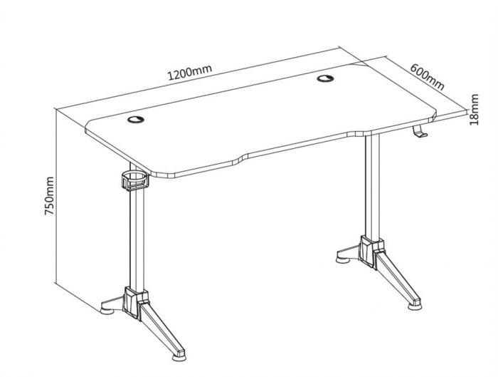 Стіл комп'ютерний 2E GAMING OTOROSHI, 120х60x75см, чорно-червоний