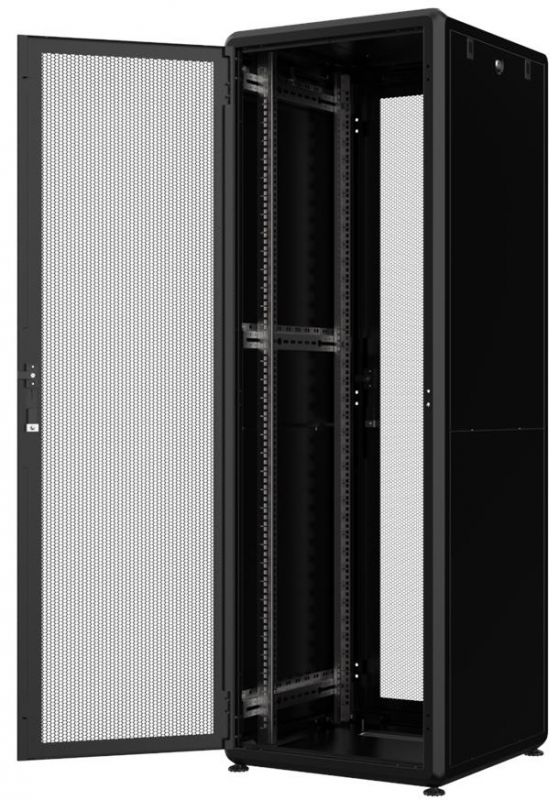 Шафа MIRSAN 19", 42U, GTV, перфорація 63%, 600x600 мм, максимально 2000 кг, чорна